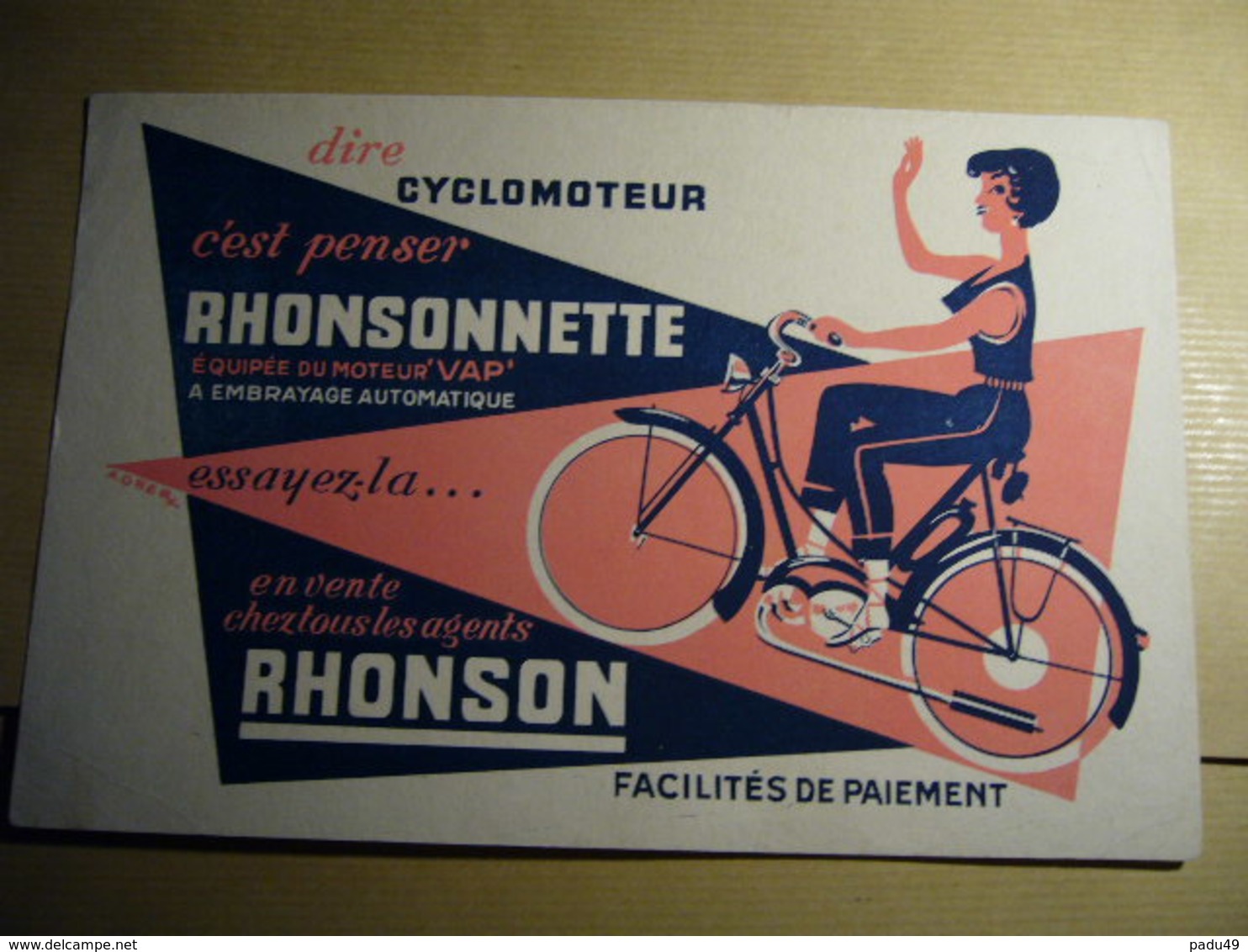 1 Buvard Cyclomoteur RHONSON - Moto & Vélo