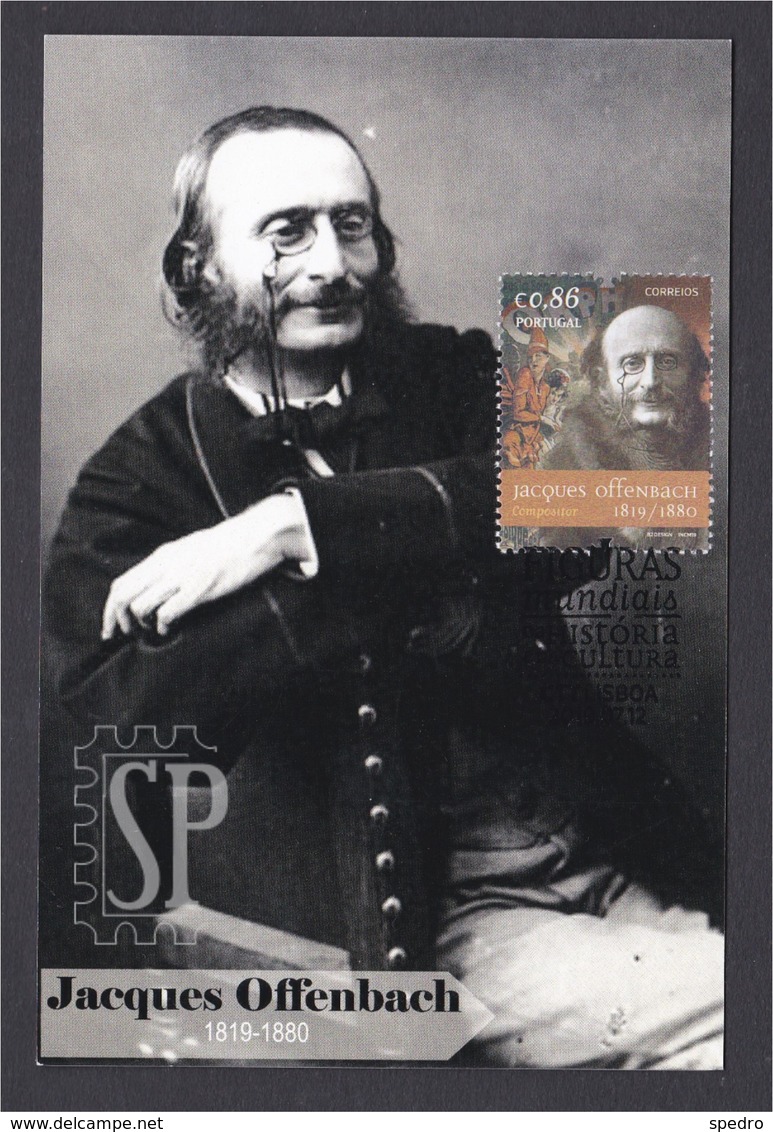 Portugal 2019 Postal Máximo Figuras Mundiais Offenbach Compositor Music Musique Composer Maximum Maxicard - Otros & Sin Clasificación