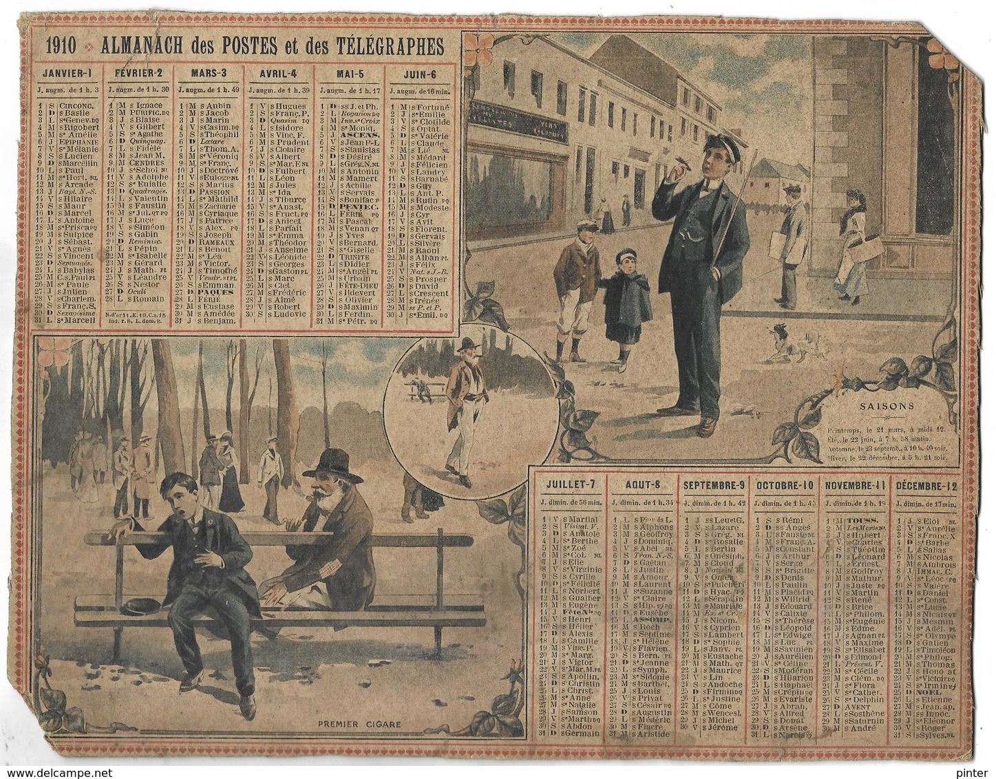 CALENDRIER De 1910 - Format 26.5 X 21 Cm - Big : 1901-20