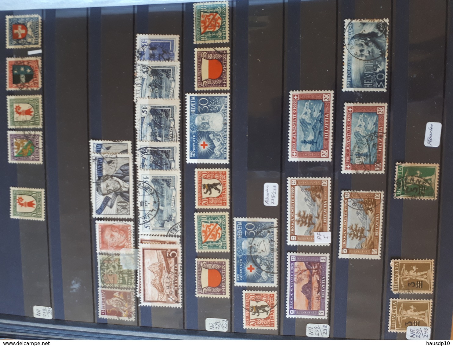 Sammlung klassik Schweiz in  Album gestempelt oder Falz * , Dubletten, collection swiss