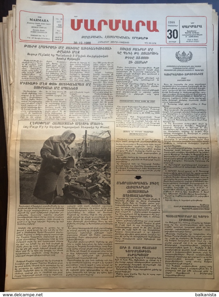 Nor Marmara 30 December 1988 [Armenian Newspaper; Istanbul; Turkey] - Other & Unclassified