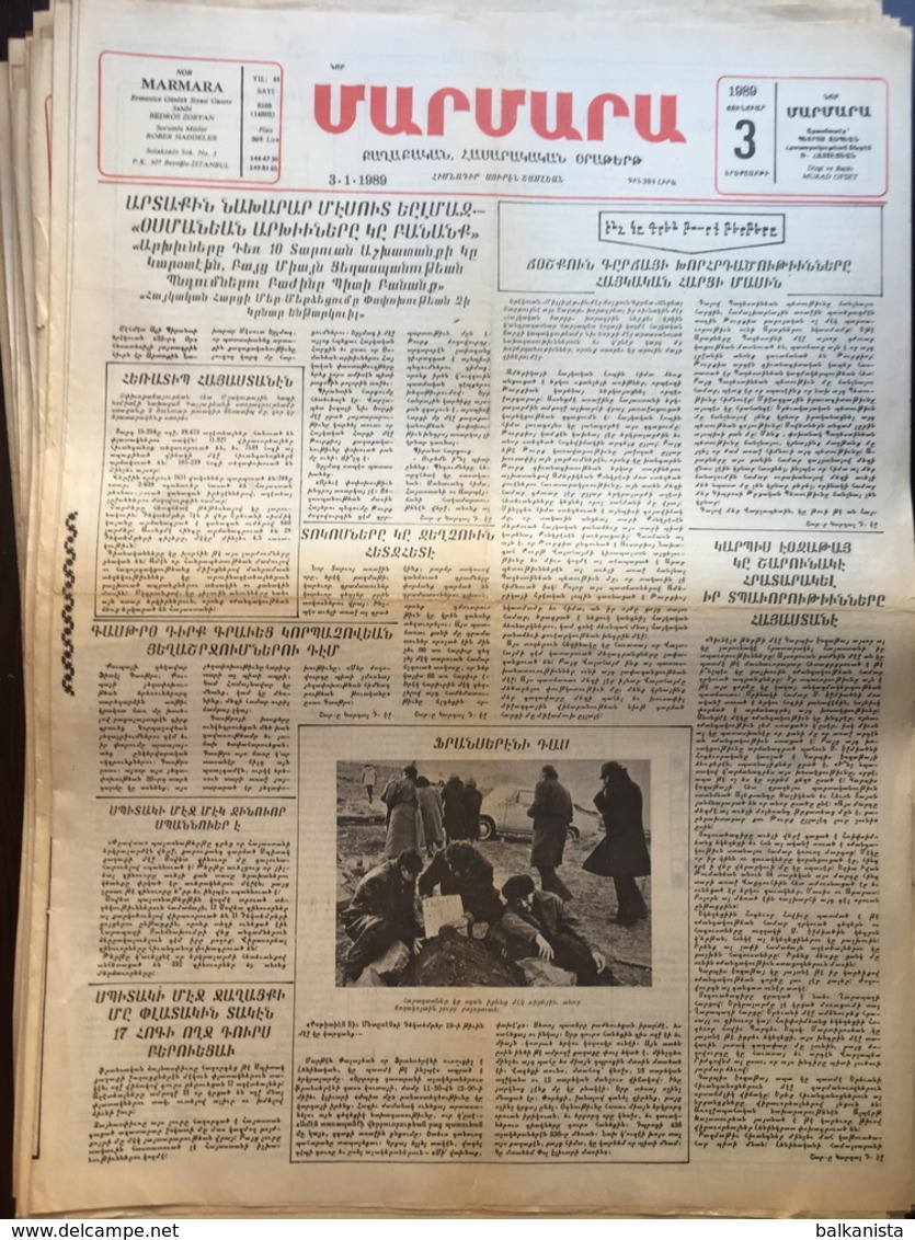 Nor Marmara 3 January 1989 [Armenian Newspaper; Istanbul; Turkey] - Autres & Non Classés