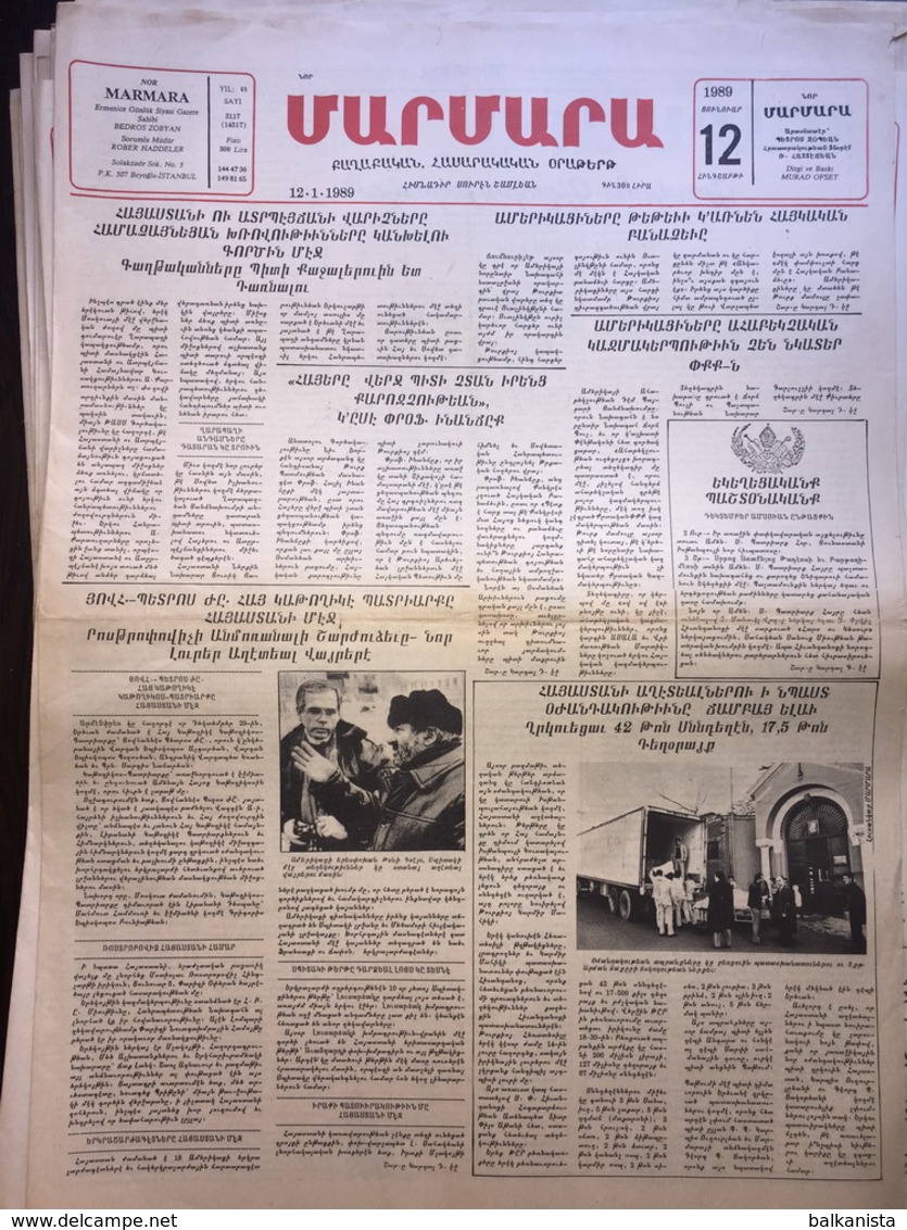 Nor Marmara 12 January 1989 [Armenian Newspaper; Istanbul; Turkey] - Otros & Sin Clasificación