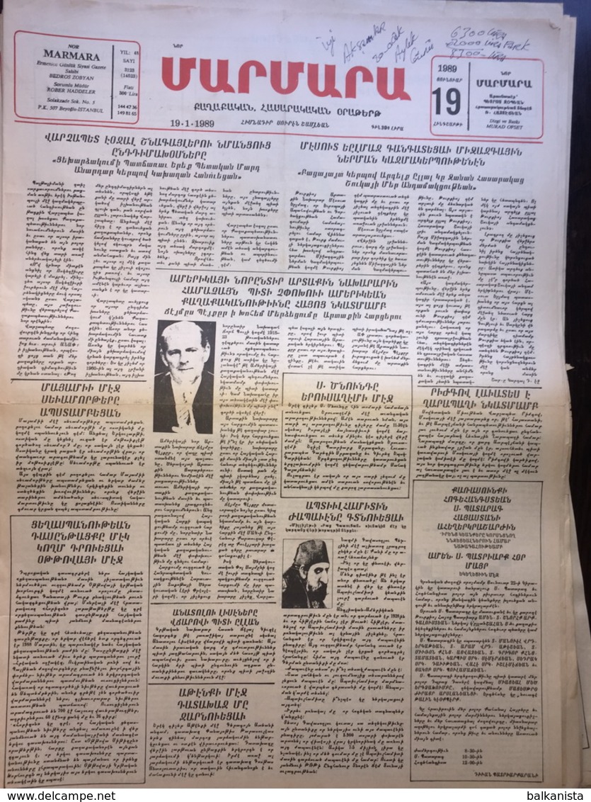 Nor Marmara 19 January 1989 [Armenian Newspaper; Istanbul; Turkey] - Otros & Sin Clasificación