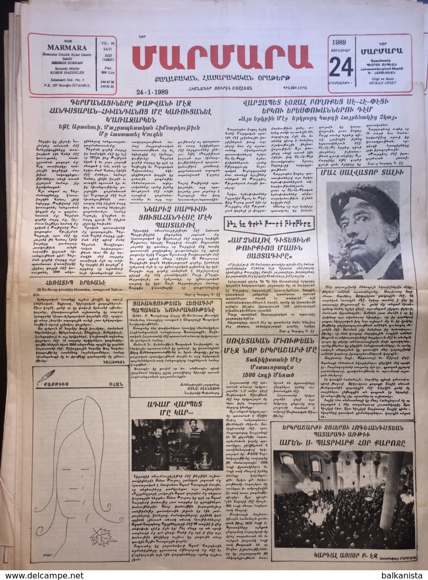 Nor Marmara 24 January 1989 [Armenian Newspaper; Istanbul; Turkey] - Autres & Non Classés