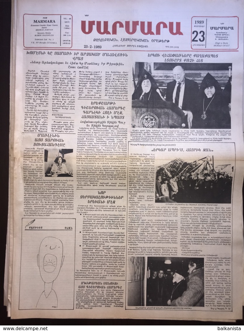 Nor Marmara 23 February 1989 [Armenian Newspaper; Istanbul; Turkey] - Otros & Sin Clasificación