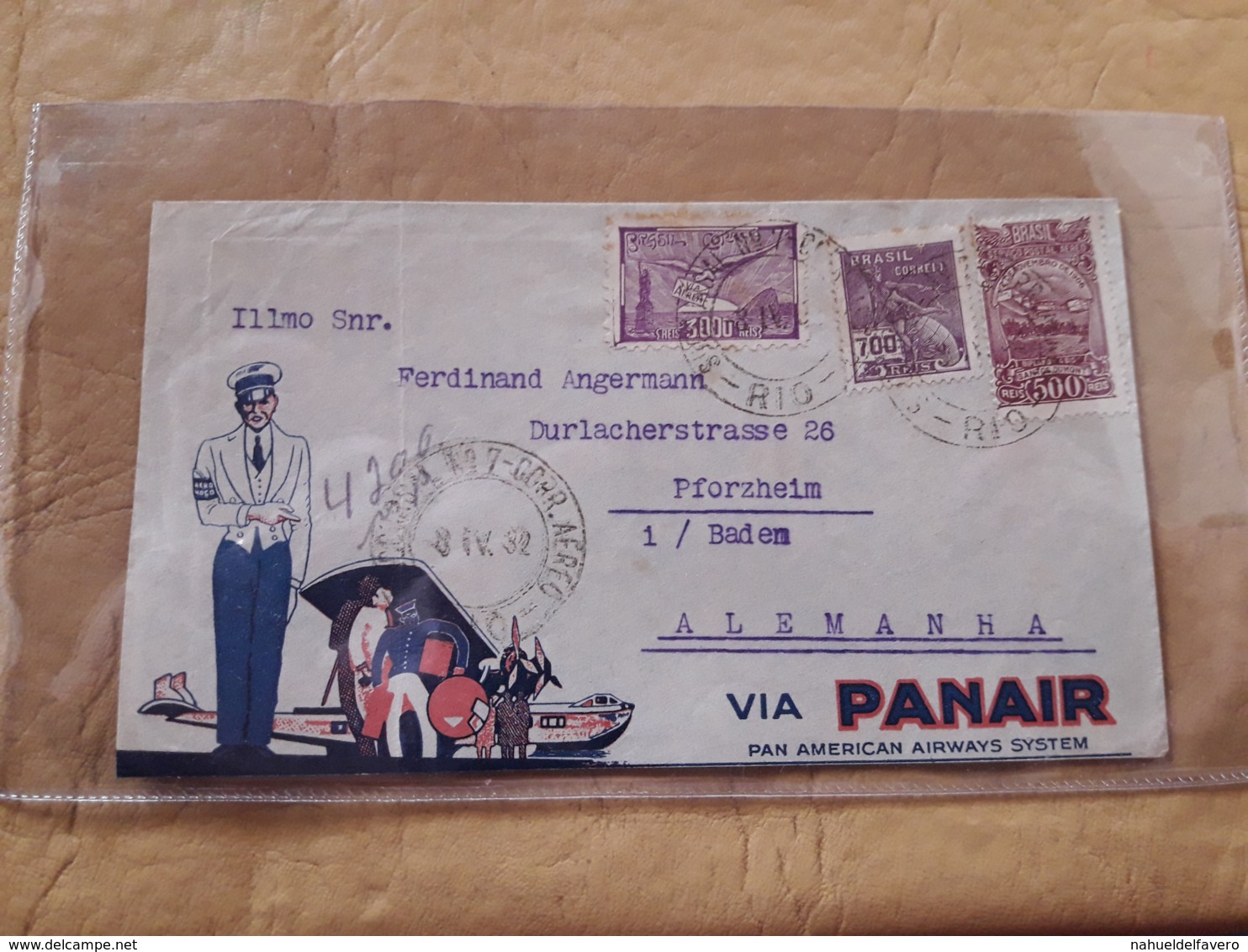 Lettre Du Brésil Envoyée En Allemagne Par PANAIR - Airmail (Private Companies)