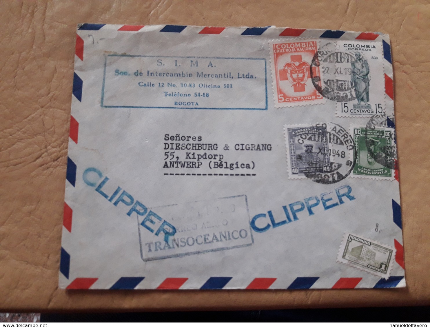 Courrier Aérien Transocéanique De Colombie à Belgium Clipper - Kolumbien