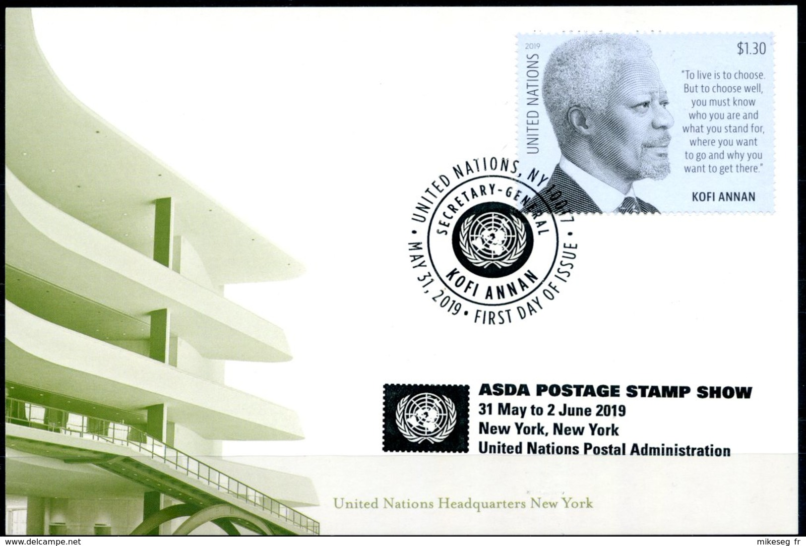 ONU New-York 2019 - Show Card ASDA 31 May To 2 June 2019 New York - Kofi Annan - Cartes-maximum