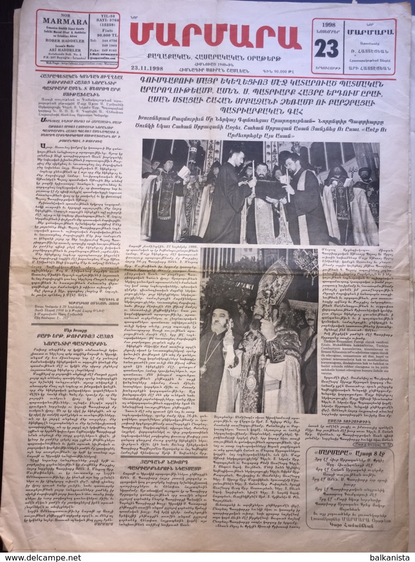 Nor Marmara 23 December 1998 [Armenian Newspaper; Istanbul; Turkey] - Autres & Non Classés