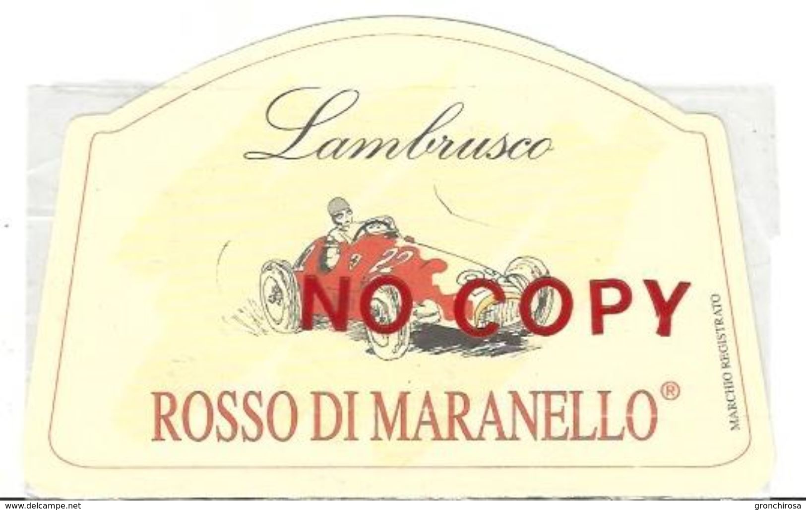 Rosso Di Maranello, Lambrusco, Etichetta Di Bottiglia Di Vino Cm. 13 X 8. - Automobili D'Epoca