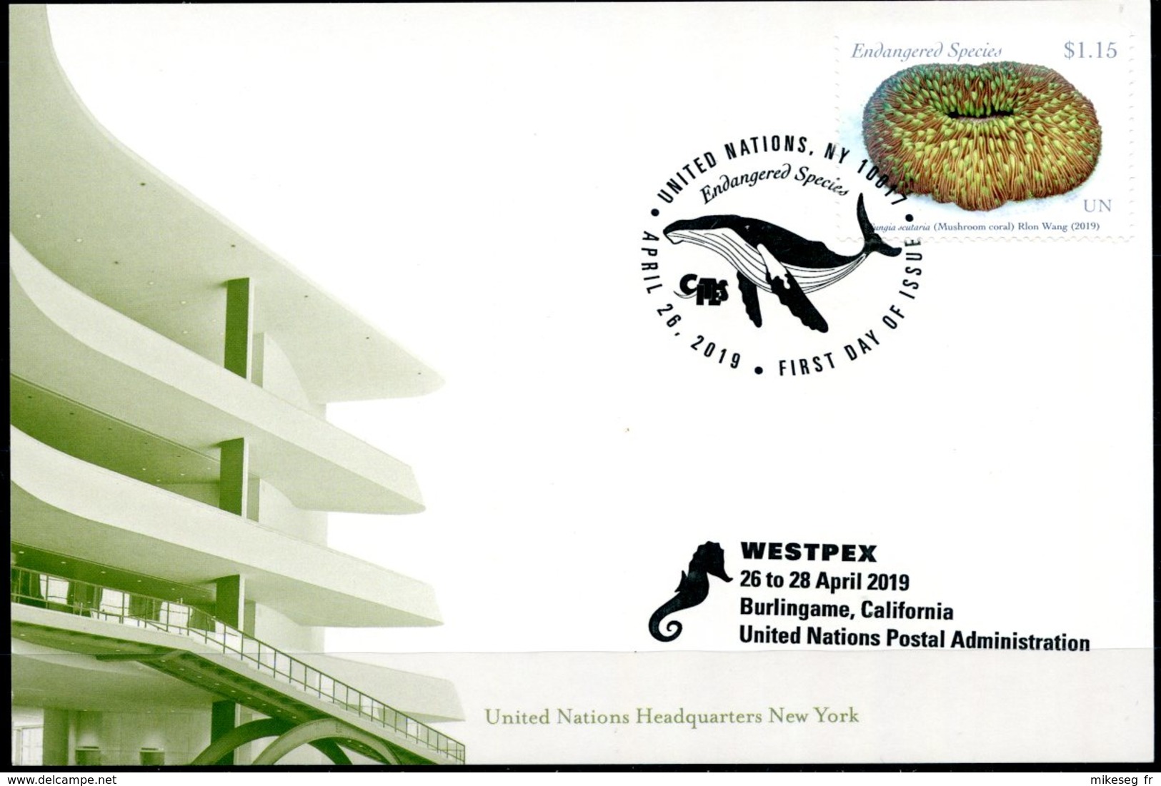 ONU New-York 2019 - Show Card WESTPEX 26 To 28 Aprl 2019 Burlingame California - Endangered Species - Cartes-maximum