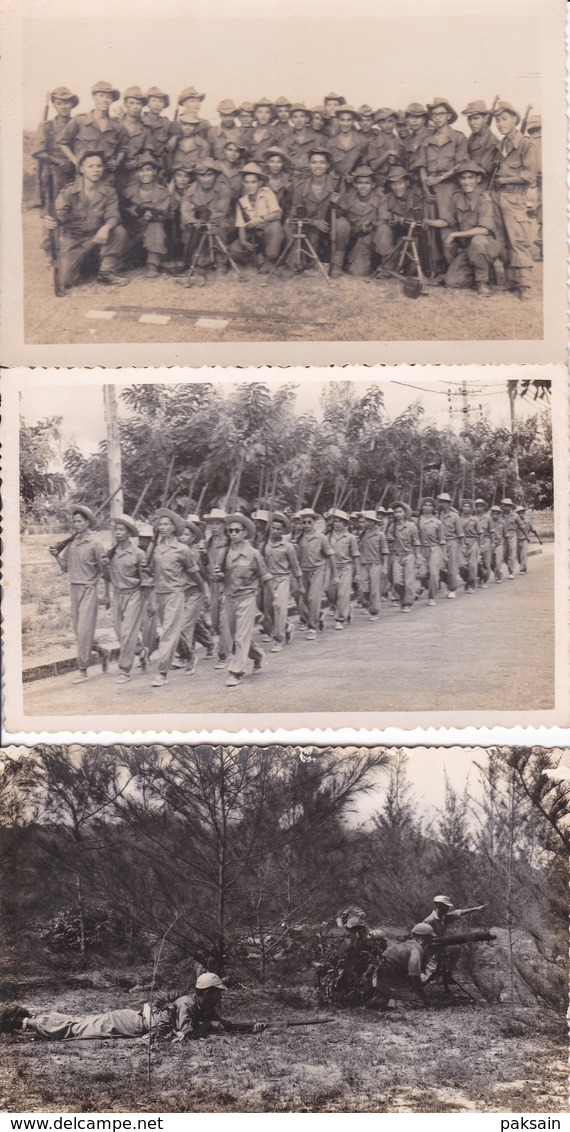 3 Cartes Photo De L'armée Vietnamienne 1950 SUD VIETNAM Indochine Cochinchine Militaria - Vietnam