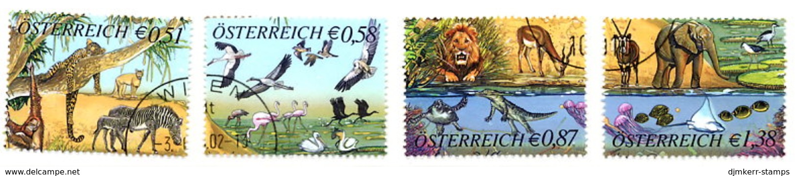 AUSTRIA 2002 Anniversary Of Schönbrunn Zoo Singles Ex Block, Used.  Michel 2381-84 - Used Stamps