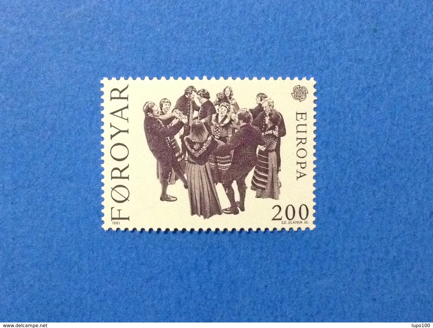 1981 FAROER FOROYAR EUROPA FESTE POPOLARI FOLCLORE 200 FRANCOBOLLO NUOVO STAMP NEW MNH** - Féroé (Iles)