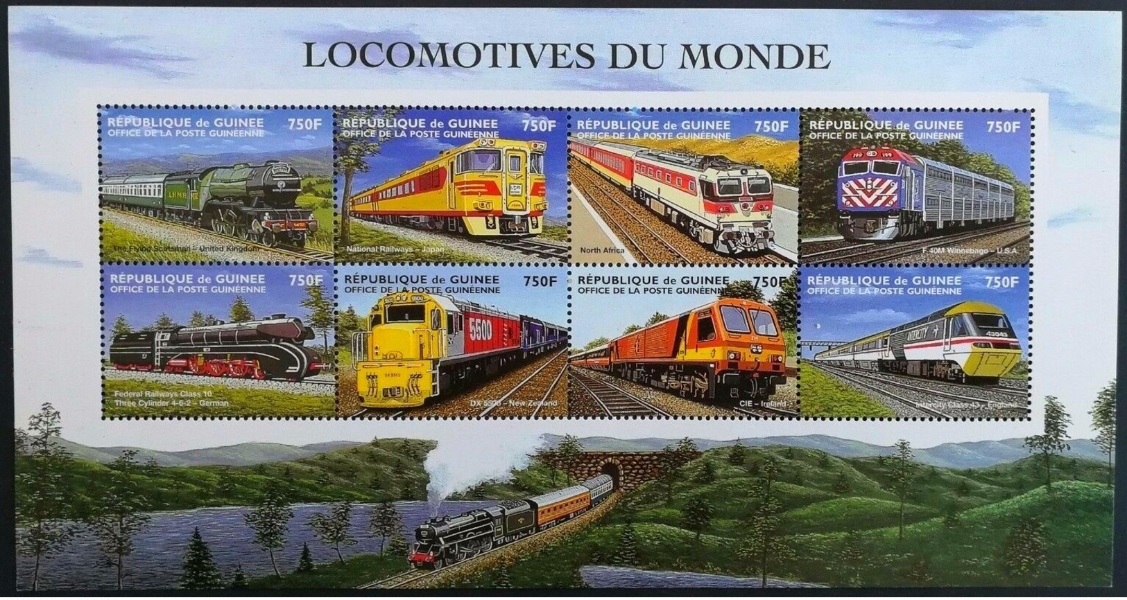 Guinee 1998**Mi.2179-86. Locomotives Of The World , MNH [5;44] - Trains