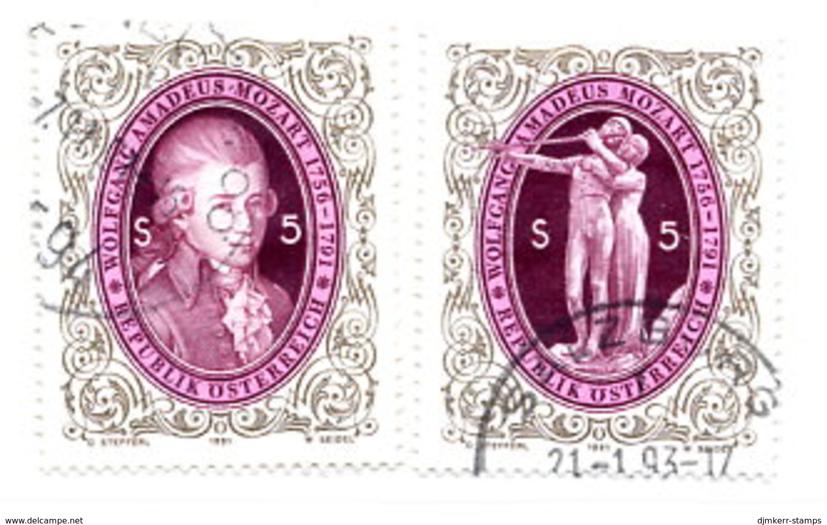 AUSTRIA 1991 Mozart Bicentenary Singles Ex Block, Used.  Michel 2021-22 - Gebraucht