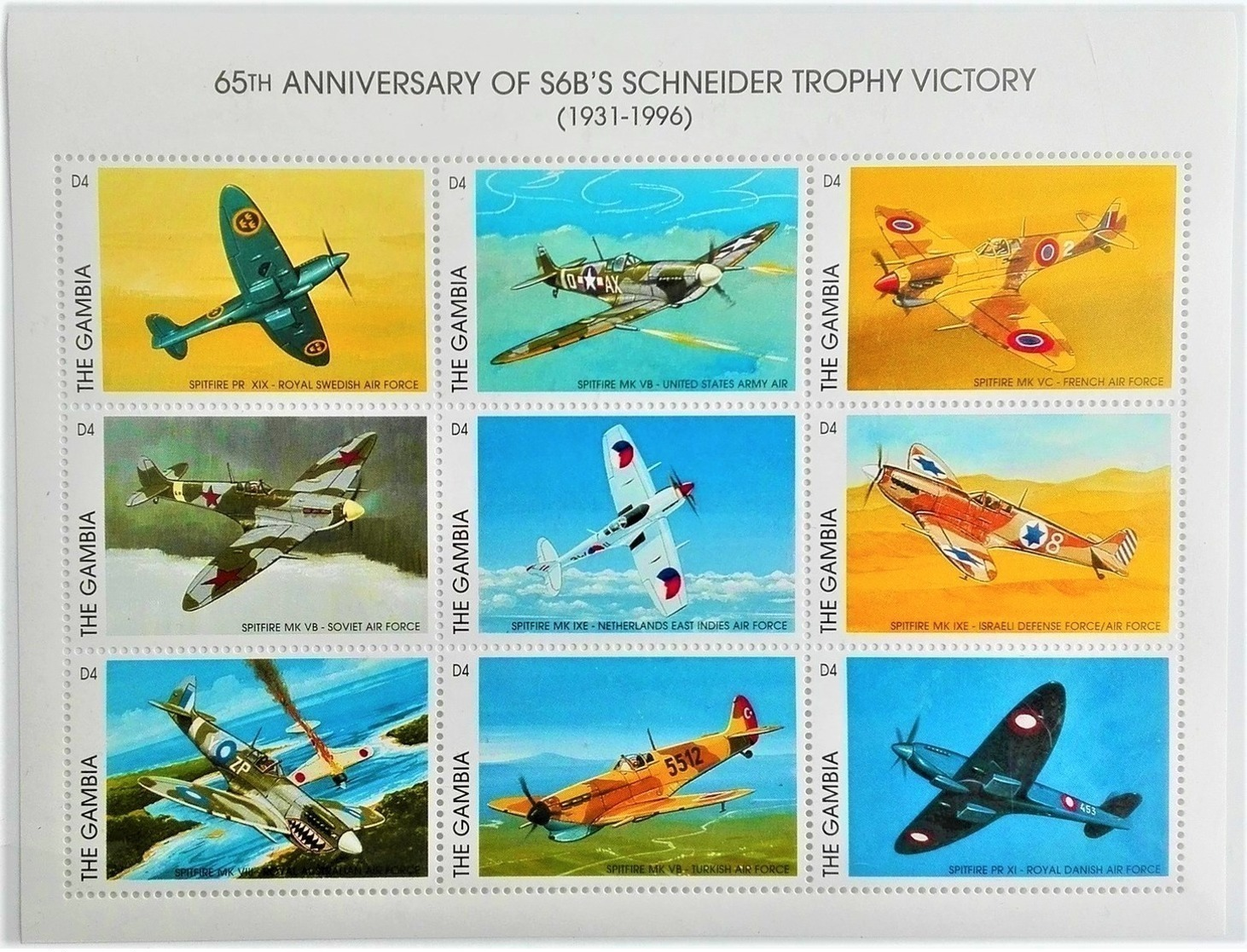 Gambia 1996**Mi.2476-84. Scheider Trophy Victory , MNH [6;1] - Airplanes