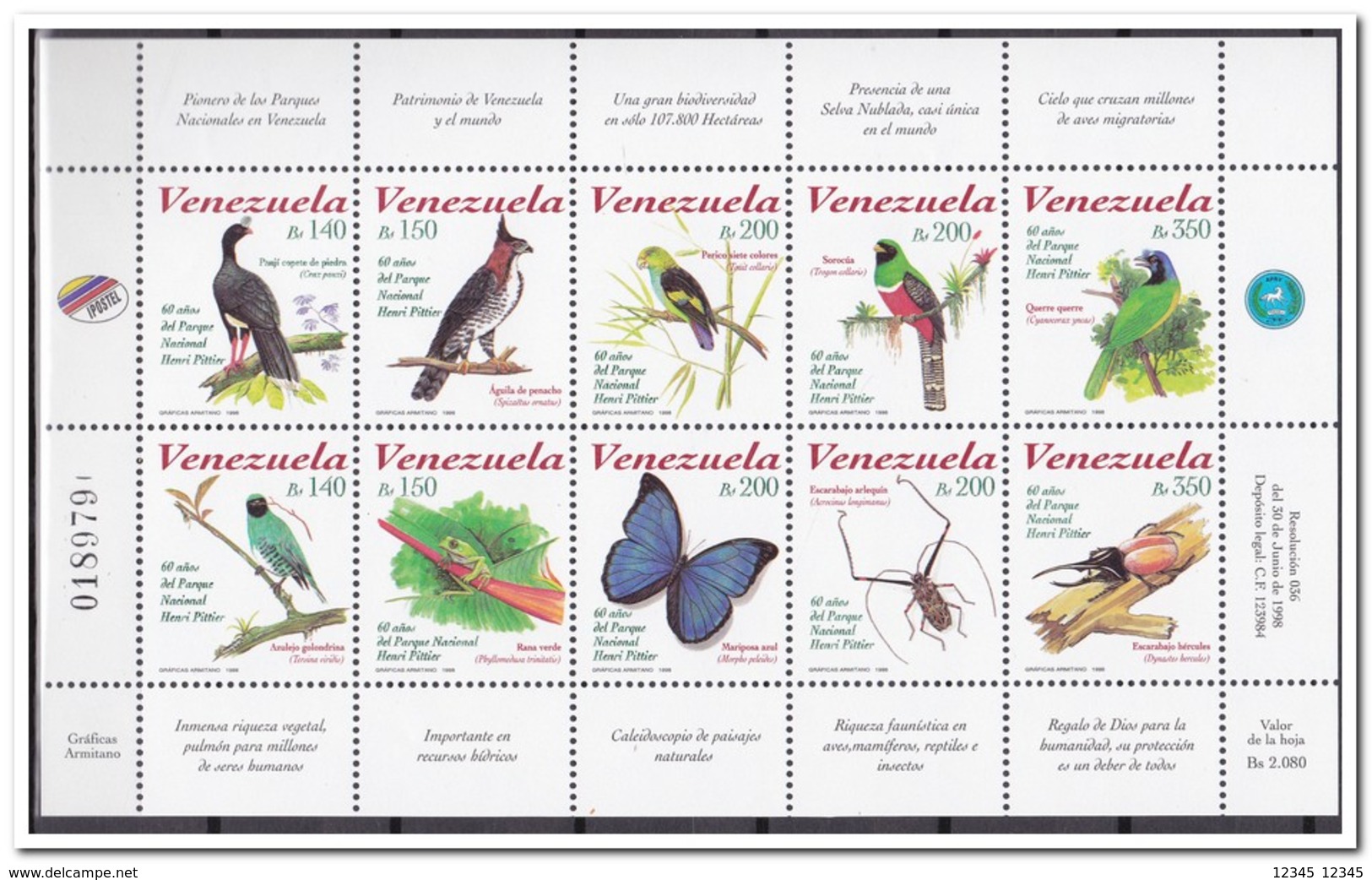 Venezuela 1998, Postfris MNH, Birds, Butterfly, Insects - Venezuela