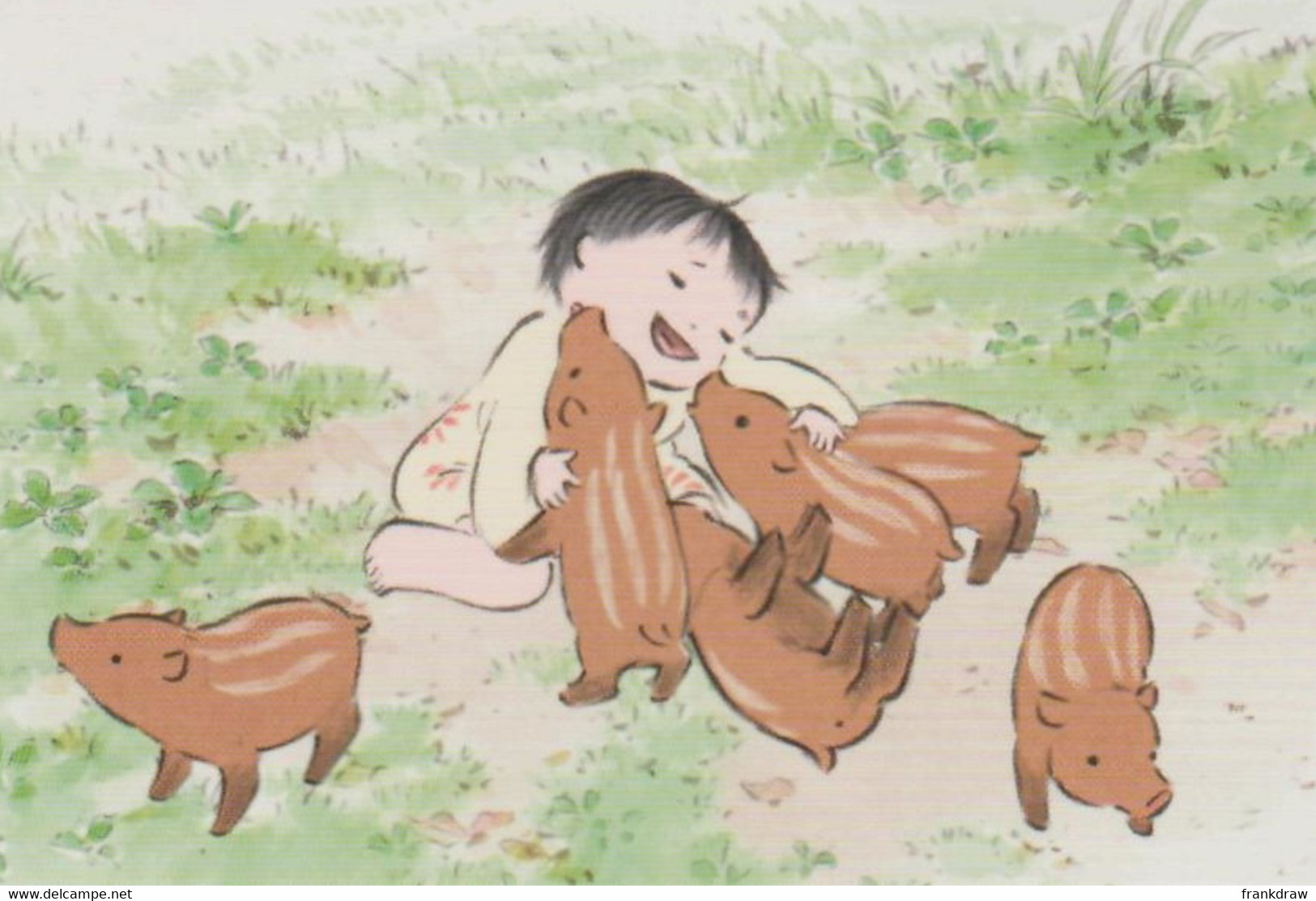 Postcard - Studio Ghibli - The Tale Of The Princess Kaguya - With The Piglets New - Other & Unclassified