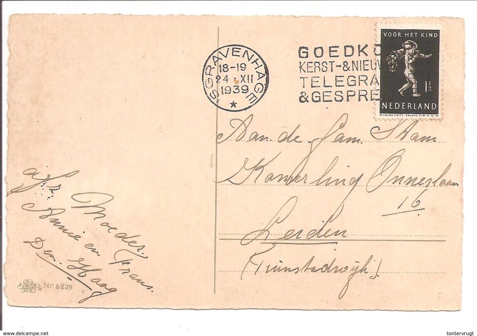 1939 Kinderzegel Enkelfrankering N.V.P.H. 327 S'Gravenhage Goedkope Telegrammen - Briefe U. Dokumente