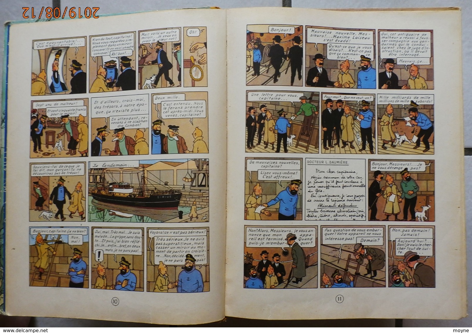 TINTIN -  LE TRESOR DE RACKAM LE ROUGE  - Edition de 1954 sous référence B11 - dos jaune ...