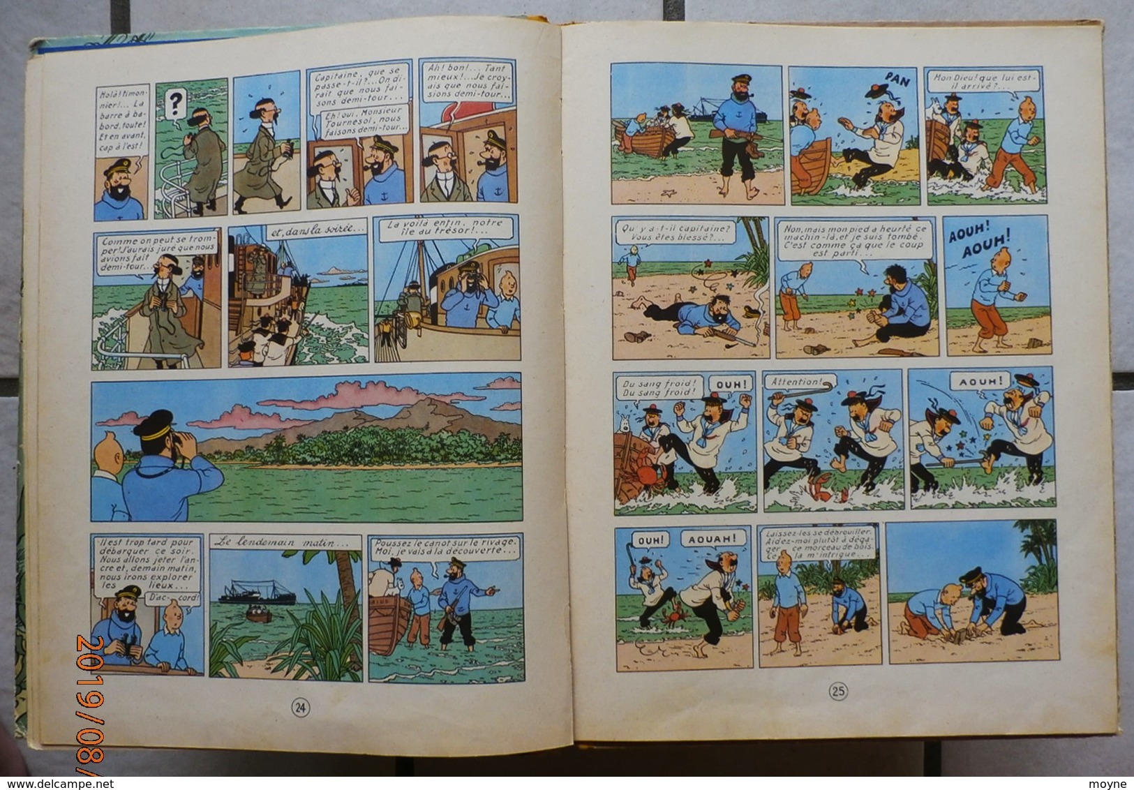 TINTIN -  LE TRESOR DE RACKAM LE ROUGE  - Edition de 1954 sous référence B11 - dos jaune ...