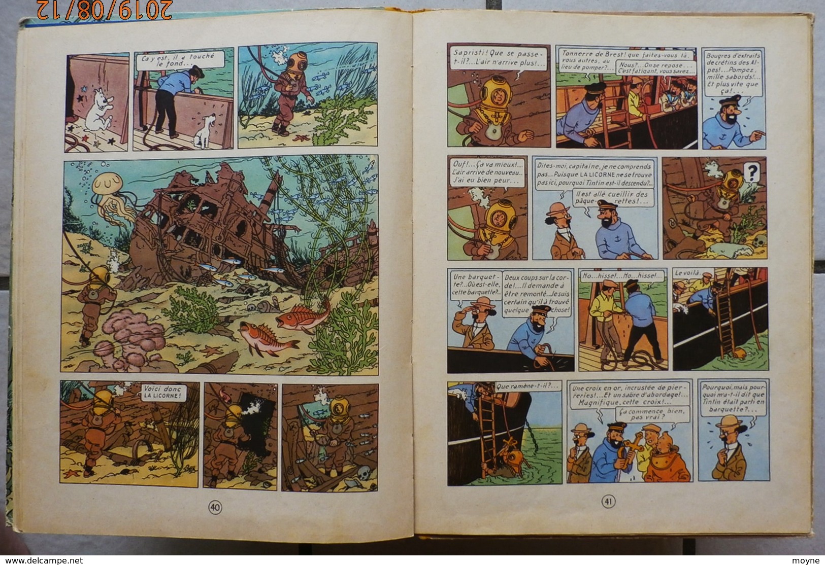 TINTIN -  LE TRESOR DE RACKAM LE ROUGE  - Edition de 1954 sous référence B11 - dos jaune ...