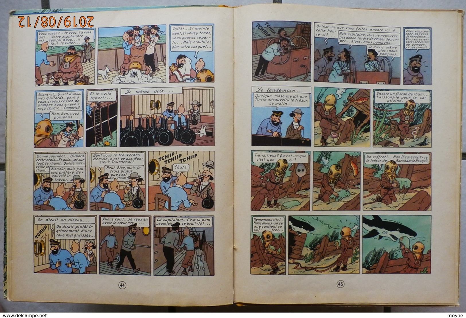 TINTIN -  LE TRESOR DE RACKAM LE ROUGE  - Edition de 1954 sous référence B11 - dos jaune ...