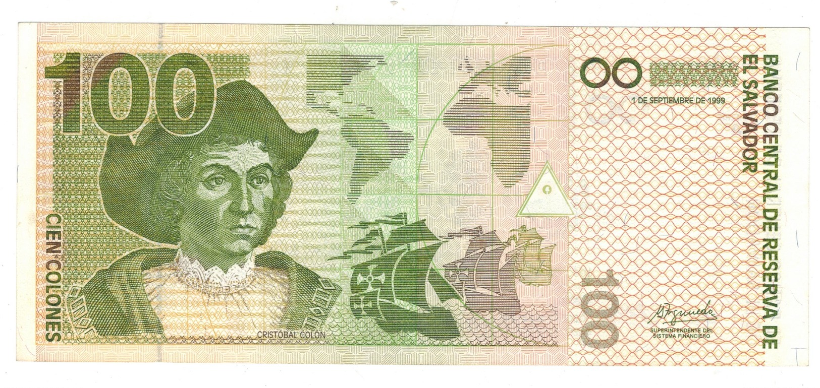 El Salvador 100 Colones 1999, UNC. Rare. - Salvador