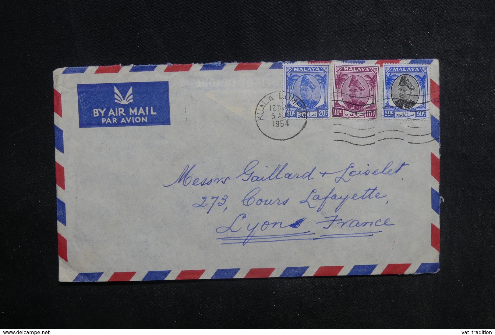 MALAISIE - Enveloppe De Kuala Lumpur Pour La France En 1954, Affranchissement Plaisant - L 38686 - Malaya (British Military Administration)