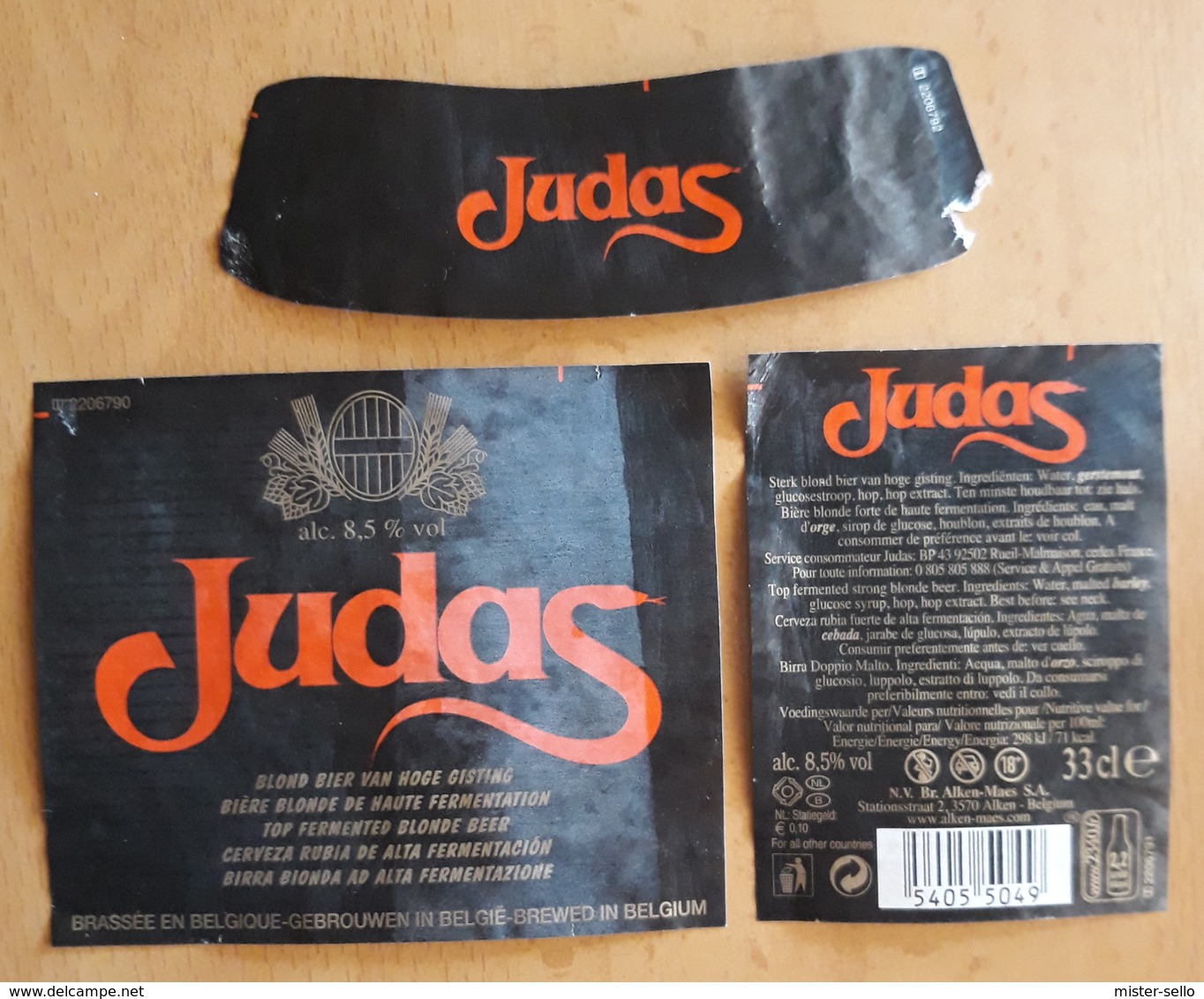 LOTE DE 3 ETIQUETAS CERVEZA JUDAS. - Cerveza