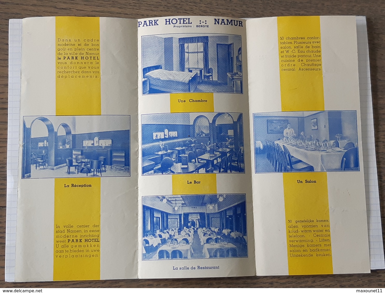 Ancien Dépliant Publicitaire Du Park Hotel De Namur . TB état . - Advertising