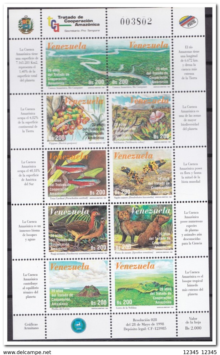 Venezuela 1998, Postfris MNH, Birds, Animals, Flowers, Fish, Frog - Venezuela