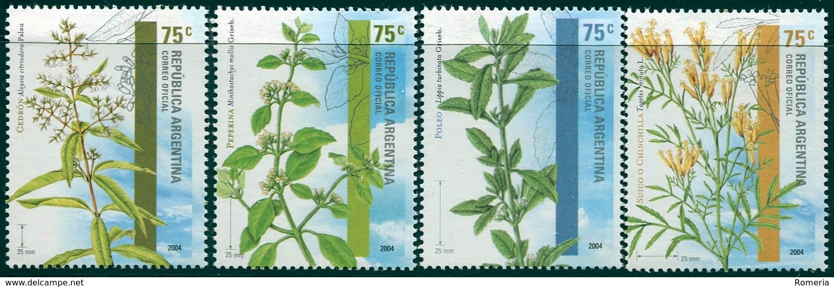 Argentine - 2004 - Yt 2502/2505 - Plantes Aromatiques - ** - Neufs