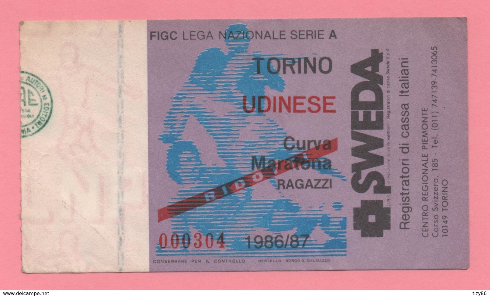 Biglietto D'ingresso Stadio Torino Boavista 1991-92 - Biglietti D'ingresso