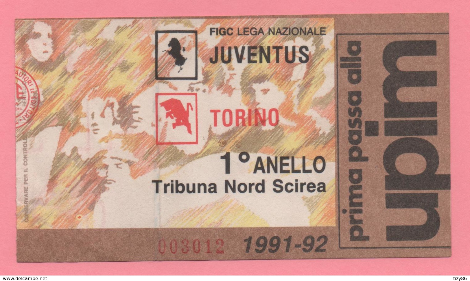 Biglietto D'ingresso Stadio Juventus Torino 1991-92 - Biglietti D'ingresso