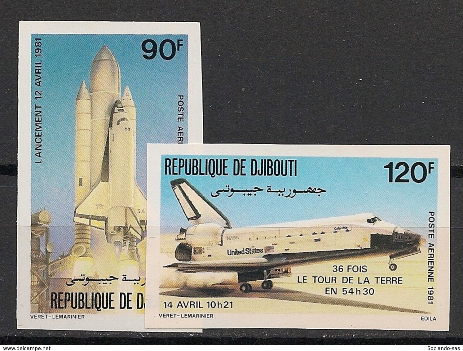 Djibouti - 1981 - PA N°Yv. 155 à 156 - Space Shuttle - Non Dentelé / Imperf. - Neuf Luxe ** / MNH / Postfrisch - Africa