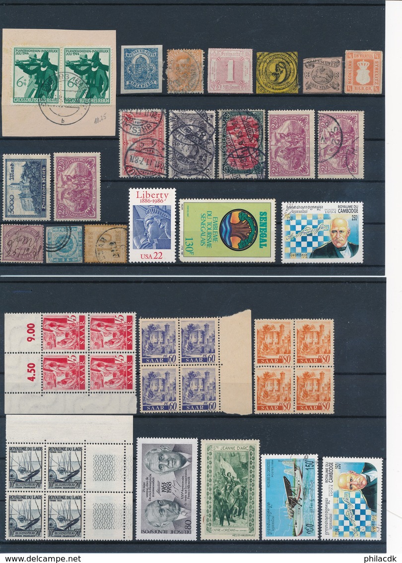 MONDE BEAU LOT DE 341 TIMBRES ET 9 BLOCS A ETUDIER - VOIR SCANNS RECTO VERSO - Collezioni (senza Album)