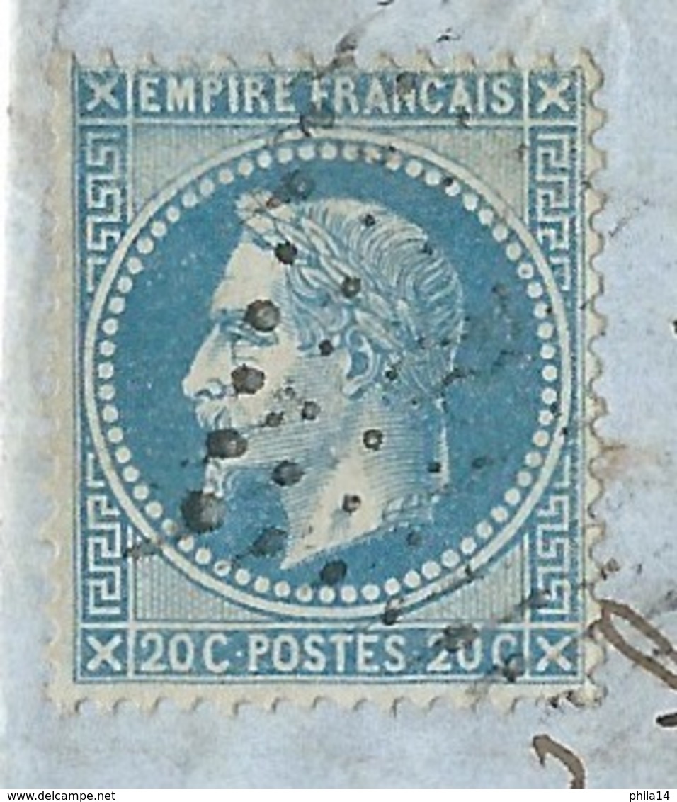 N°29 BLEU NAPOLEON SUR LETTRE / CAUTERETS POUR COLAYRAC 1868 - 1849-1876: Période Classique