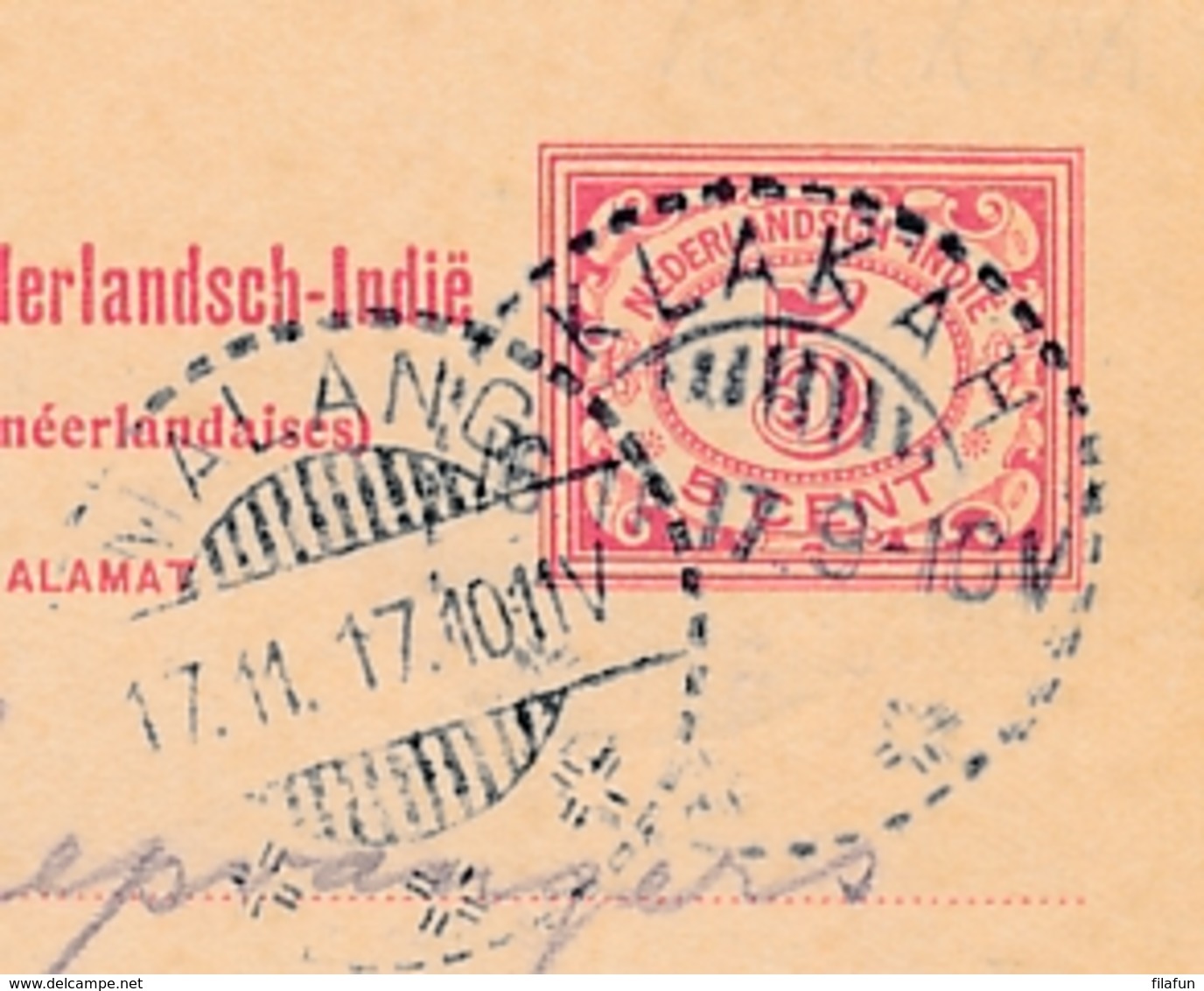 Nederlands Indië - 1917 - 5(+5) Cent Cijfer, Vraagbriefkaart G24V Van LB KLAKAH Naar Malang - Niederländisch-Indien