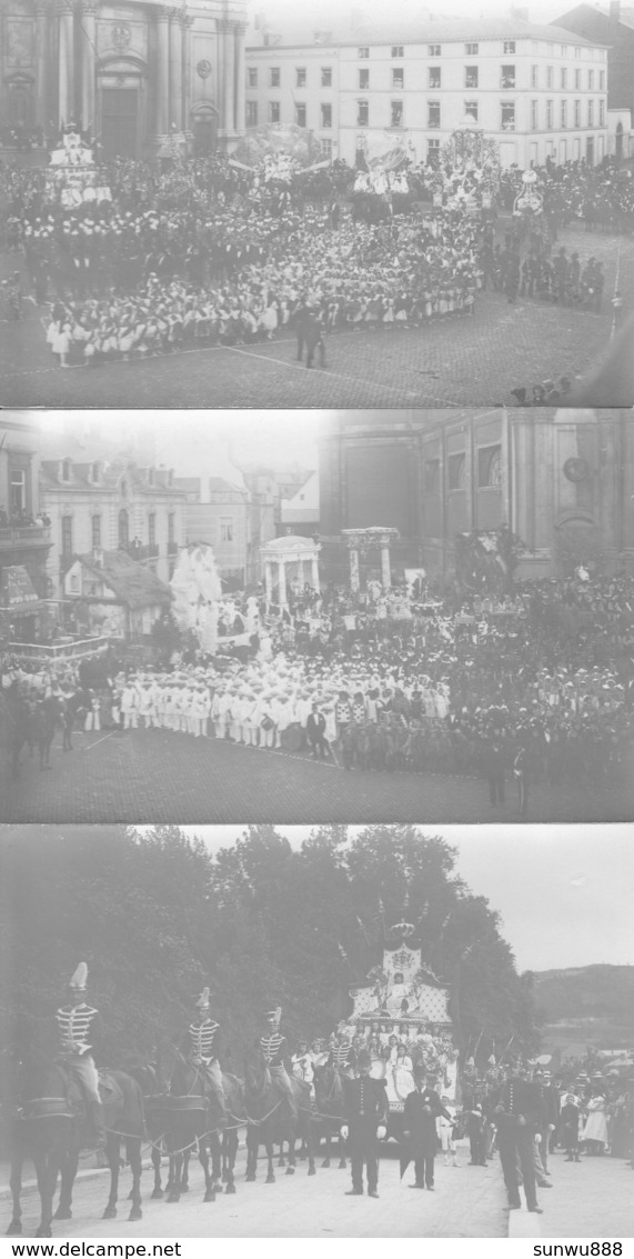 Namur - Lot 3 Cartes Photo A. Gilles Leroux RARE Top Animation 1905 Cortège St Aubin - Namur