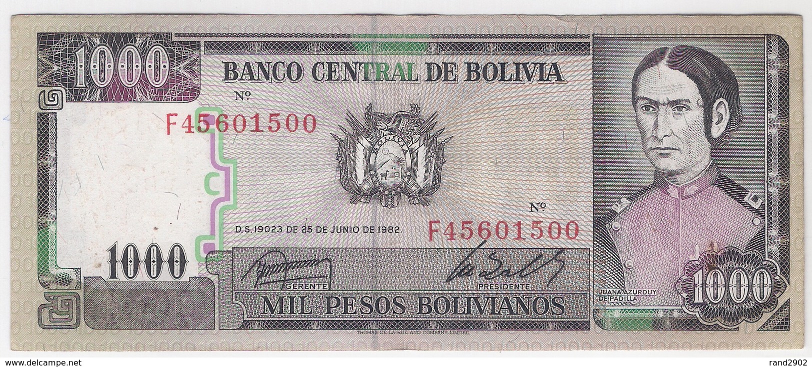 Bolivia 1000 Pesos 1982 P-167 /018B/ - Bolivien