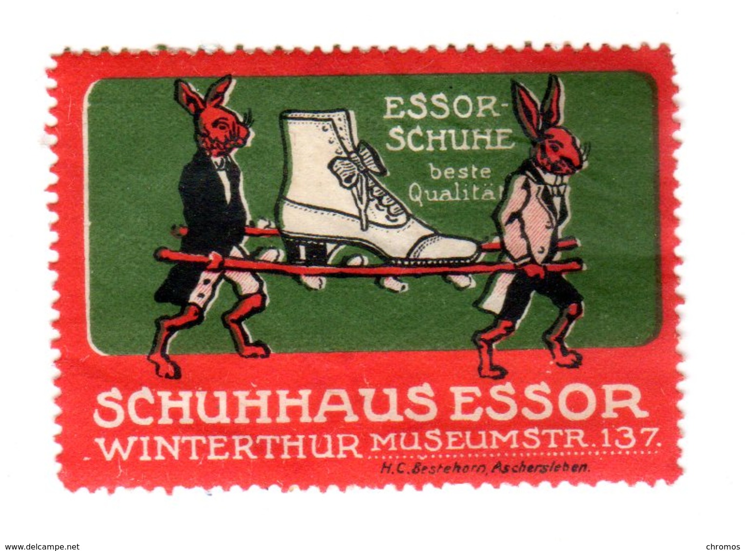 Rare Vignette Reklamemarke Schuhe Essor Winterthur Suisse, Schweiz - Erinnofilia