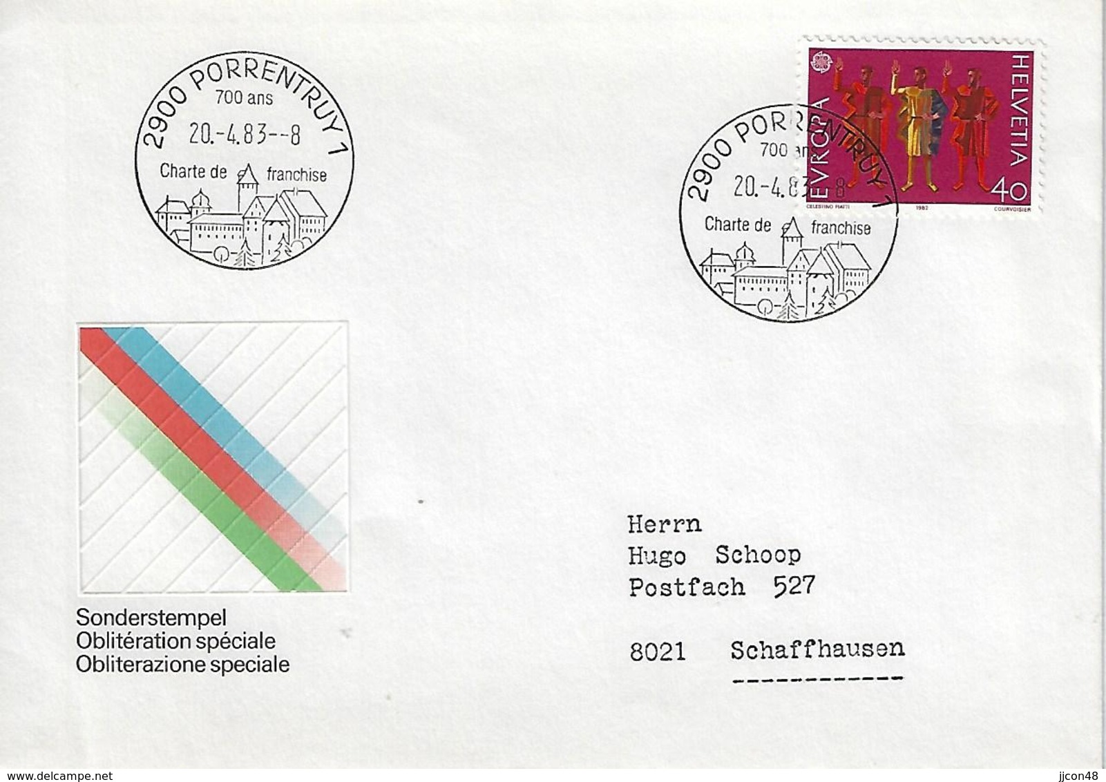 Switzerland 1983  PORRENTRUY  20.4.83  Mi.1221 - Postmark Collection