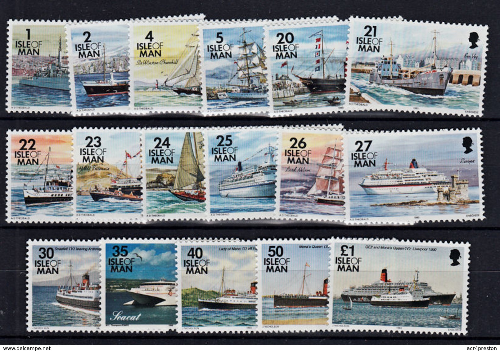 C0539 ISLE OF MAN 1983, SG 539-555 (no £2 Or £5)  Ships,  MNH - Isla De Man