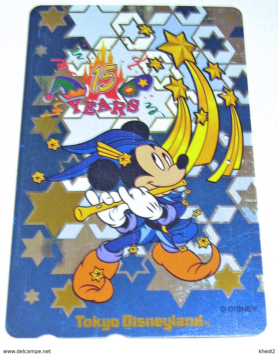 Télécarte Métal Argent Japon / 110-201551 - DISNEY DISNEYLAND 15 Th Anniversary - Mickey Japan Silver Phonecard - Disney