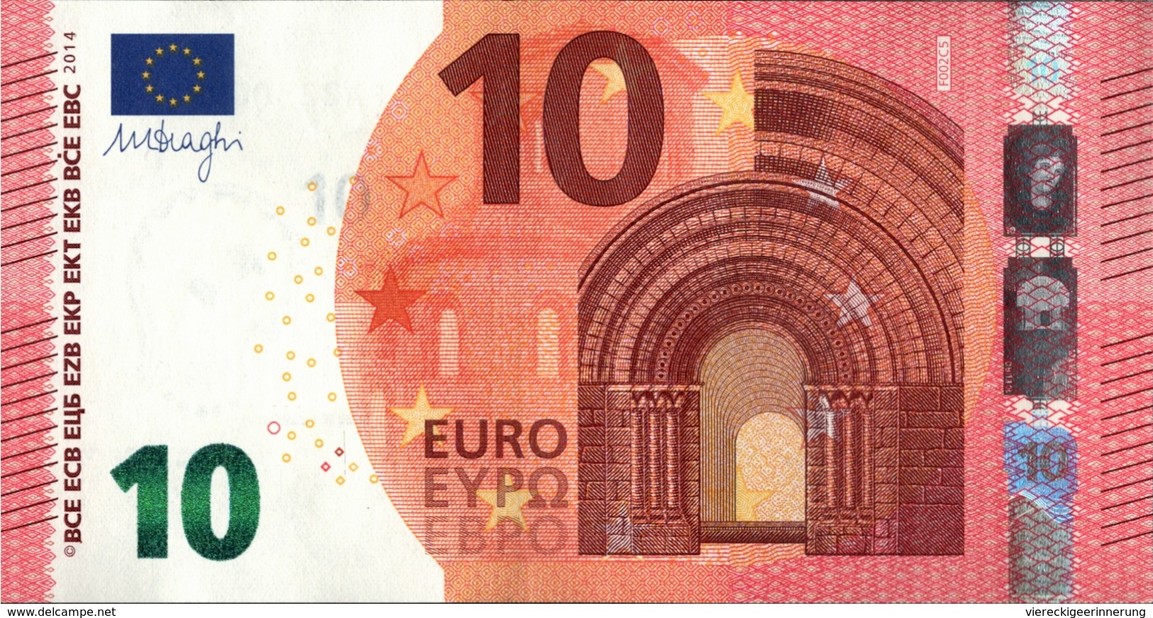 ! UNCIRC.10 Euro F002C5, FA2230095555,  Currency, Banknote, Billet Mario Draghi, EZB, Europäische Zentralbank - 10 Euro