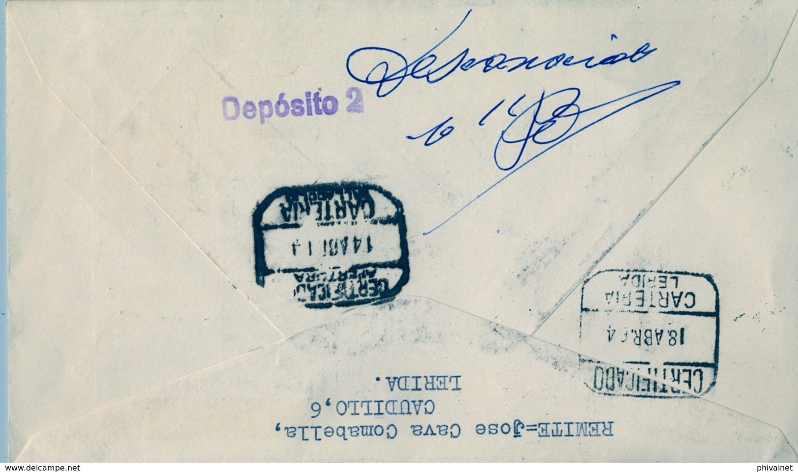 1964 , CERTIFICADO CIRCULADO A VALLADOLID , DESCONOCIDO , DEVUELTO A SU PROCEDENCIA , CERT. APERTURA / CARTERIA - Cartas & Documentos