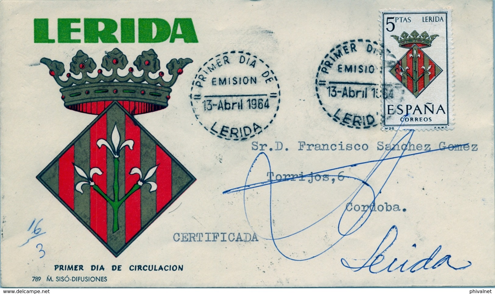 1964 , CERTIFICADO CIRCULADO A CÓRDOBA , DESCONOCIDO , DEVUELTO A SU PROCEDENCIA , CANTADO EN CARTERIA - Cartas & Documentos